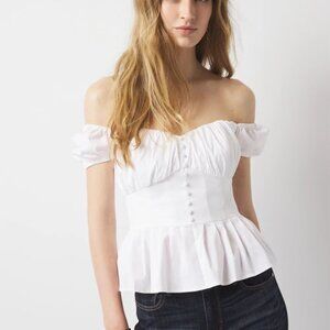 nwt WHITE HOUSE BLACK MARKET POPLIN peplum bustier top